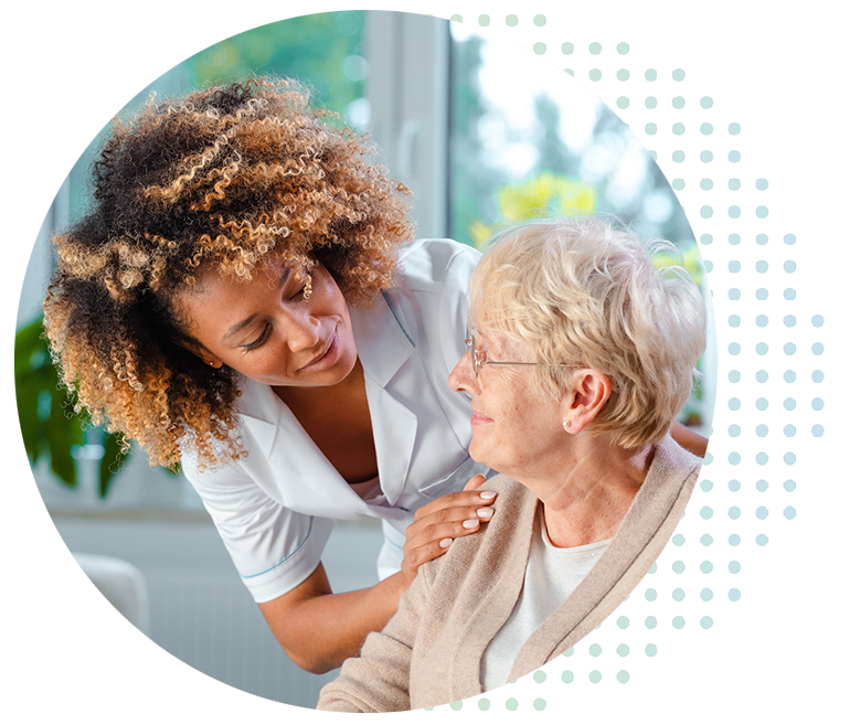 Doctor speaking with patient during a medical visit, graphic